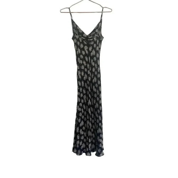 Diane Von Furstenberg Black Silk Sleeveless Floral Print Midi Dress Size 4 - Picture 2 of 5